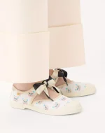 Valentino Bay By Bay Ballerina Fabric Sneaker With Le Chat De La Maison Print - Image 7